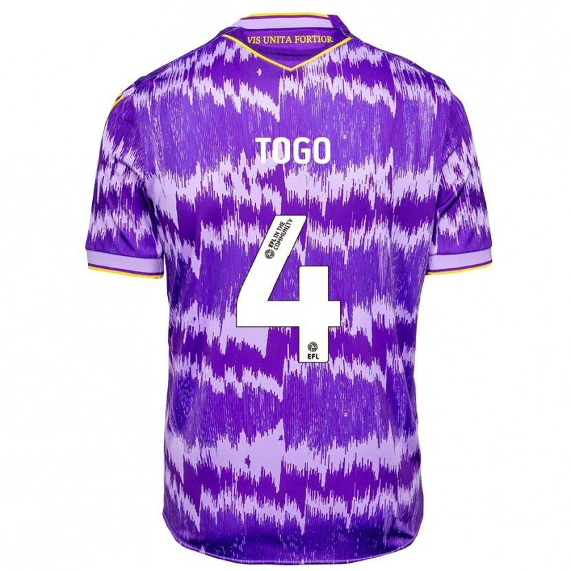 Danxen Niño Camiseta Ian Togo #4 Púrpura Amarillo 2ª Equipación 2025/26 La Camisa