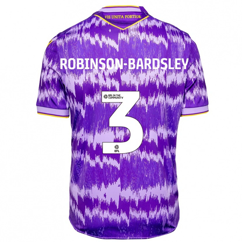 Danxen Niño Camiseta Rocco Robinson-Bardsley #3 Púrpura Amarillo 2ª Equipación 2025/26 La Camisa