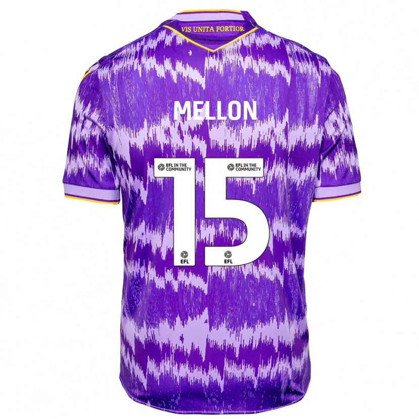 Danxen Niño Camiseta Luke Mellon #15 Púrpura Amarillo 2ª Equipación 2025/26 La Camisa