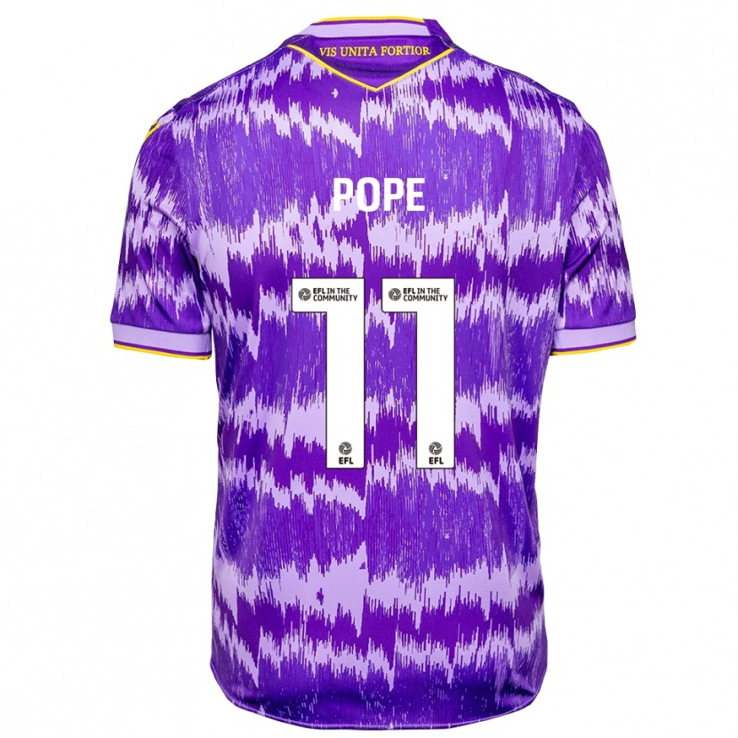 Danxen Niño Camiseta Ollie Pope #11 Púrpura Amarillo 2ª Equipación 2025/26 La Camisa