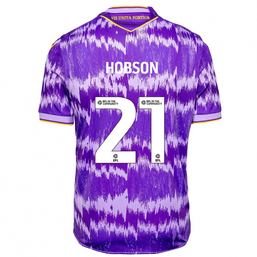 Danxen Niño Camiseta Elizabeth Hobson #21 Púrpura Amarillo 2ª Equipación 2025/26 La Camisa