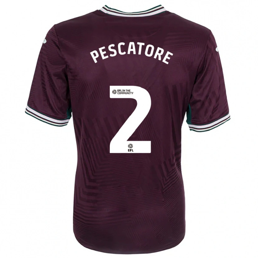 Danxen Niño Camiseta Josh Pescatore #2 Rojo Óxido Blanco 2ª Equipación 2025/26 La Camisa