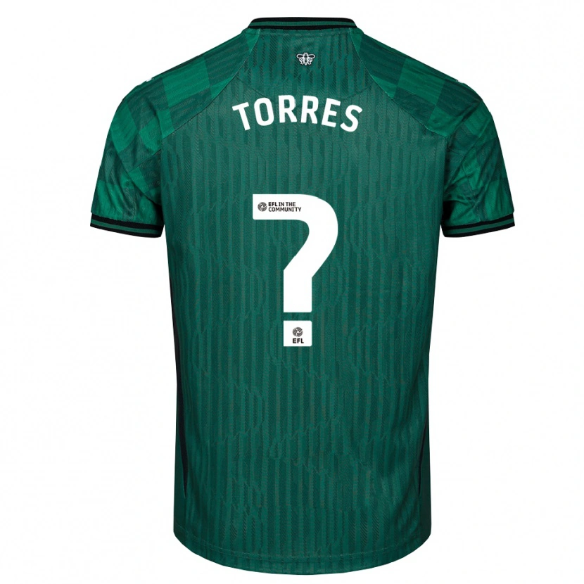 Danxen Niño Camiseta Laken Torres #0 Verde Negro 2ª Equipación 2025/26 La Camisa