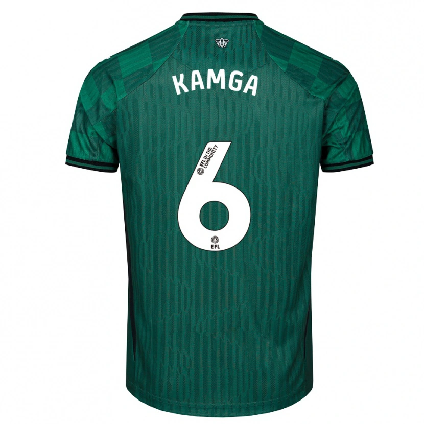 Danxen Niño Camiseta Ian Kamga #6 Verde Negro 2ª Equipación 2025/26 La Camisa