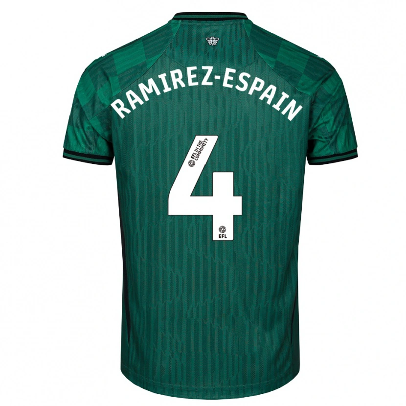 Danxen Niño Camiseta Leo Ramirez-Espain #4 Verde Negro 2ª Equipación 2025/26 La Camisa