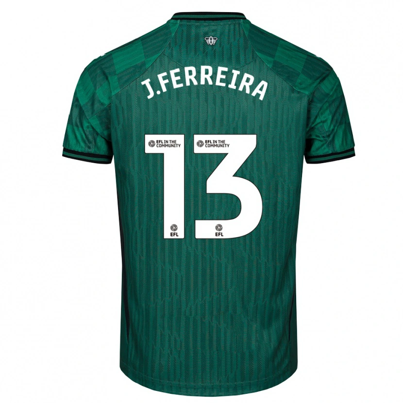 Danxen Niño Camiseta João Ferreira #13 Verde Negro 2ª Equipación 2025/26 La Camisa