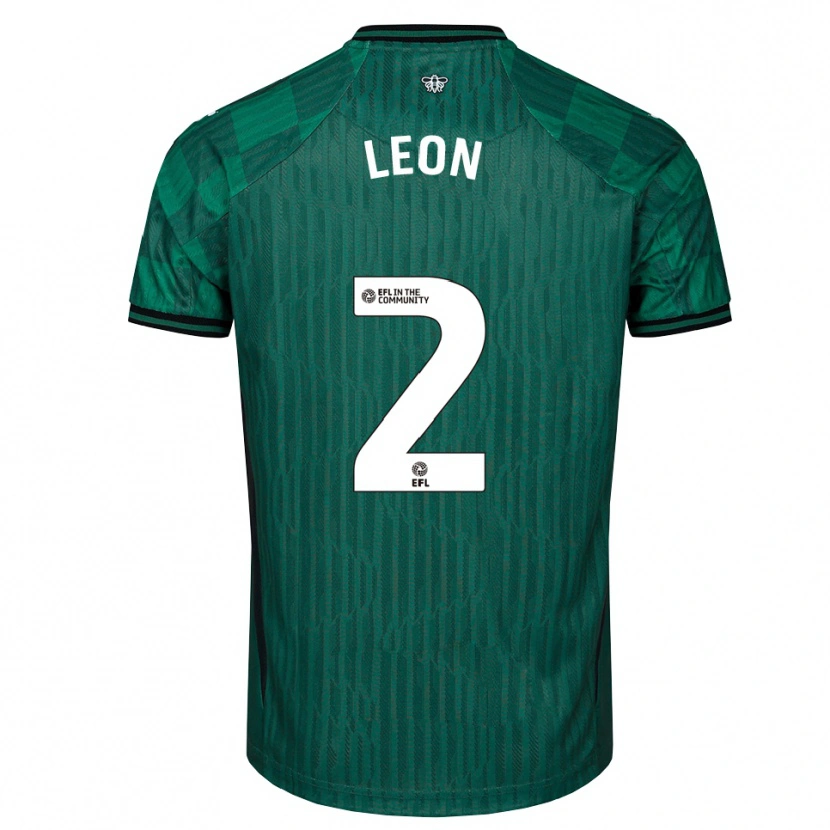 Danxen Niño Camiseta Lucía León #2 Verde Negro 2ª Equipación 2025/26 La Camisa
