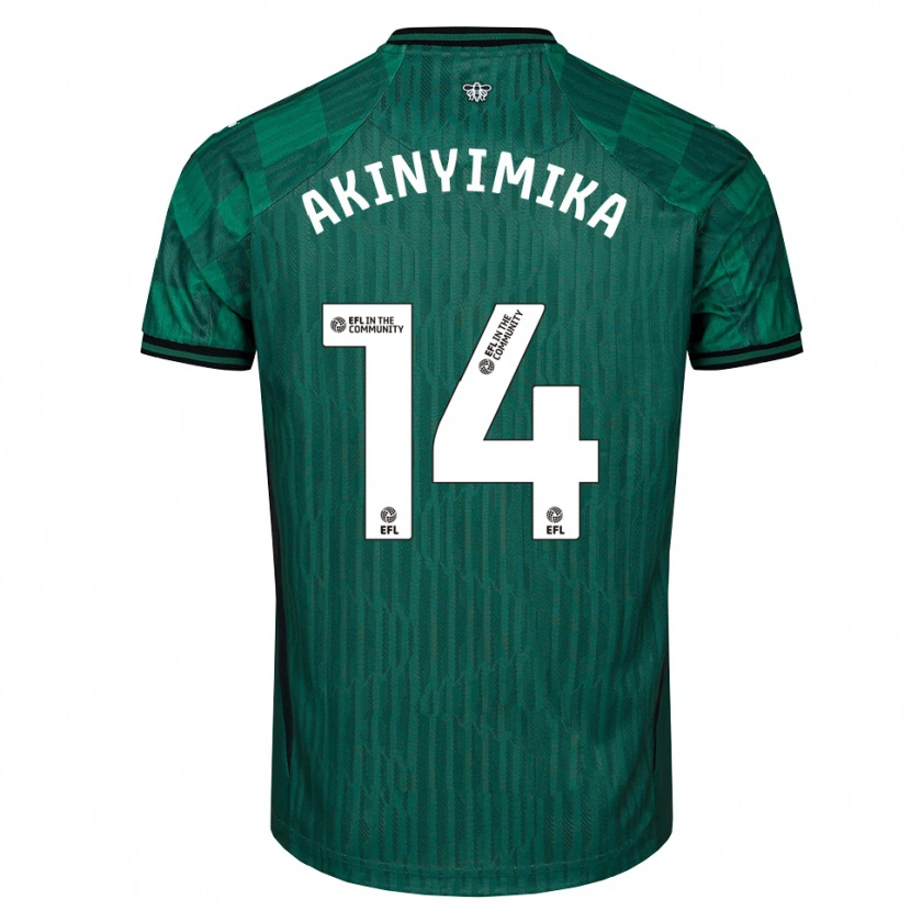 Danxen Niño Camiseta Tobi Akinyimika #14 Verde Negro 2ª Equipación 2025/26 La Camisa