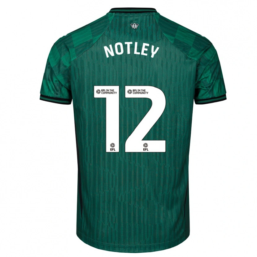 Danxen Niño Camiseta Tyler Notley #12 Verde Negro 2ª Equipación 2025/26 La Camisa