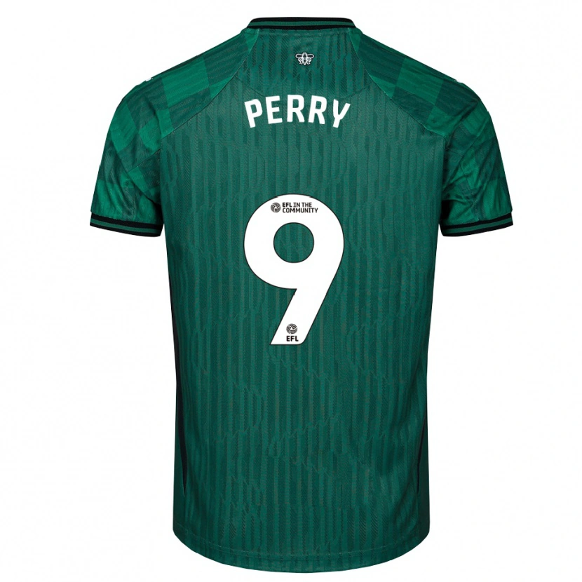 Danxen Niño Camiseta Madison Perry #9 Verde Negro 2ª Equipación 2025/26 La Camisa