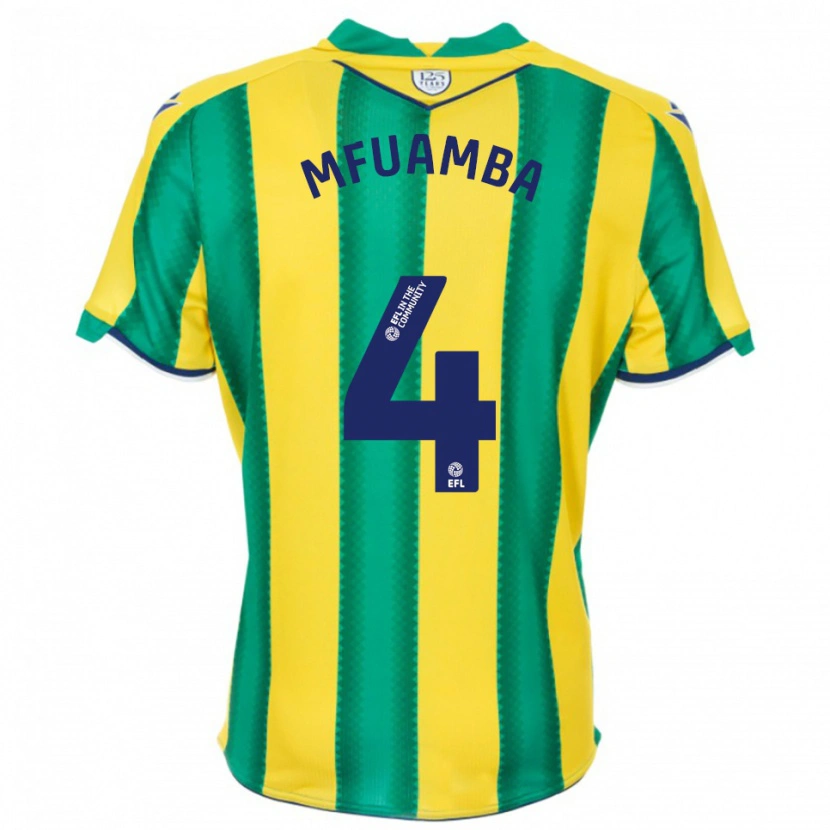 Danxen Niño Camiseta Kevin Mfuamba #4 Amarillo Verde 2ª Equipación 2025/26 La Camisa