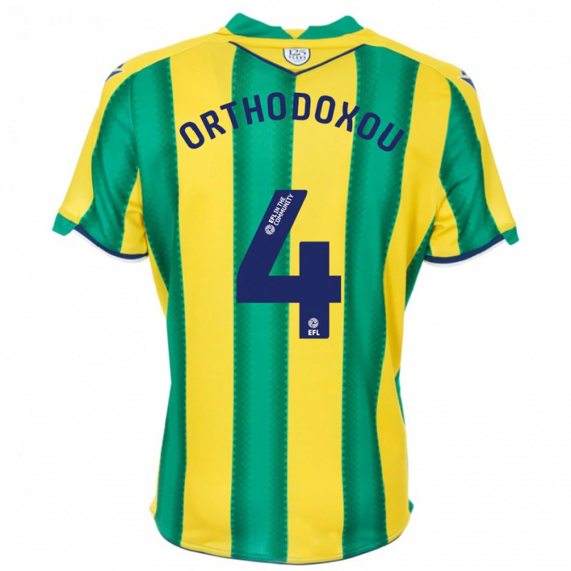 Danxen Niño Camiseta Francesca Orthodoxou #4 Amarillo Verde 2ª Equipación 2025/26 La Camisa