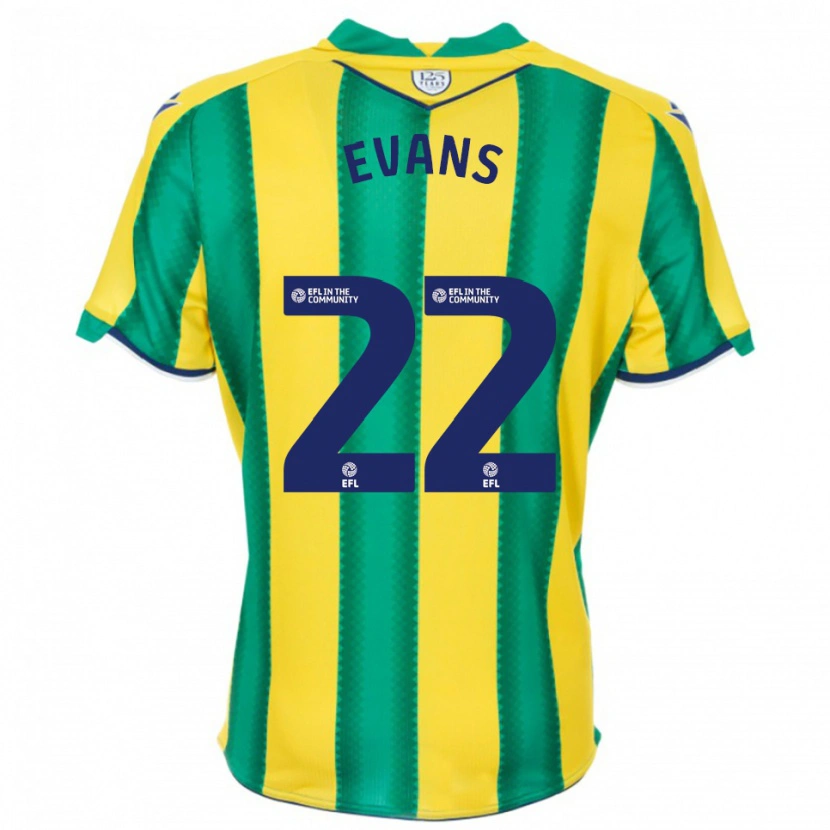Danxen Niño Camiseta Kate Evans #22 Amarillo Verde 2ª Equipación 2025/26 La Camisa