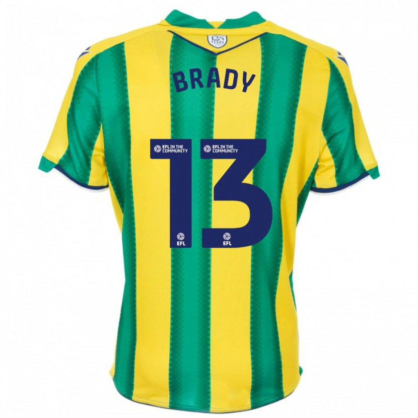Danxen Niño Camiseta Louis Brady #13 Amarillo Verde 2ª Equipación 2025/26 La Camisa