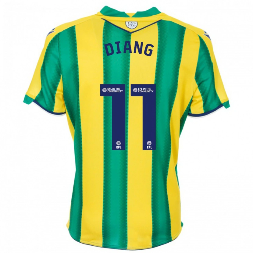 Danxen Niño Camiseta Grady Diangana #11 Amarillo Verde 2ª Equipación 2025/26 La Camisa