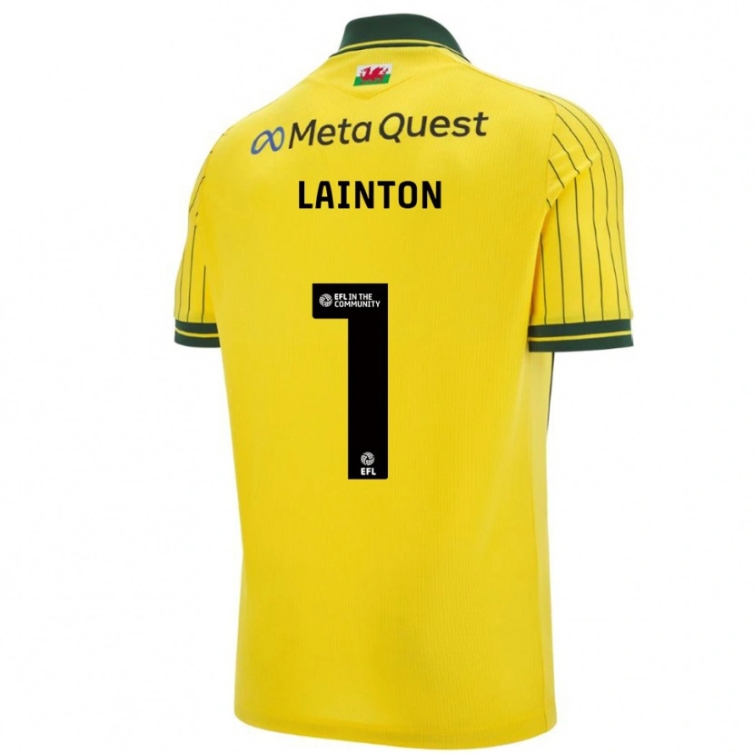 Danxen Niño Camiseta Rob Lainton #1 Amarillo Verde 2ª Equipación 2025/26 La Camisa