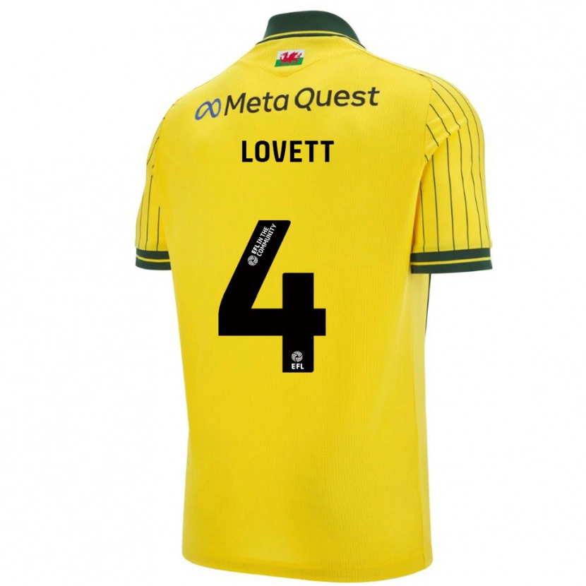 Danxen Niño Camiseta Erin Lovett #4 Amarillo Verde 2ª Equipación 2025/26 La Camisa