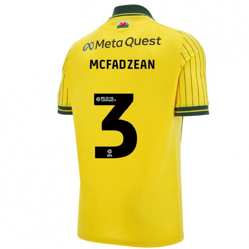 Danxen Niño Camiseta Callum Mcfadzean #3 Amarillo Verde 2ª Equipación 2025/26 La Camisa