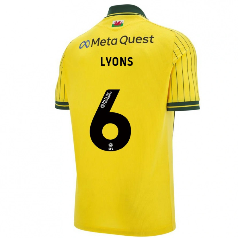 Danxen Niño Camiseta Lauryn Lyons #6 Amarillo Verde 2ª Equipación 2025/26 La Camisa