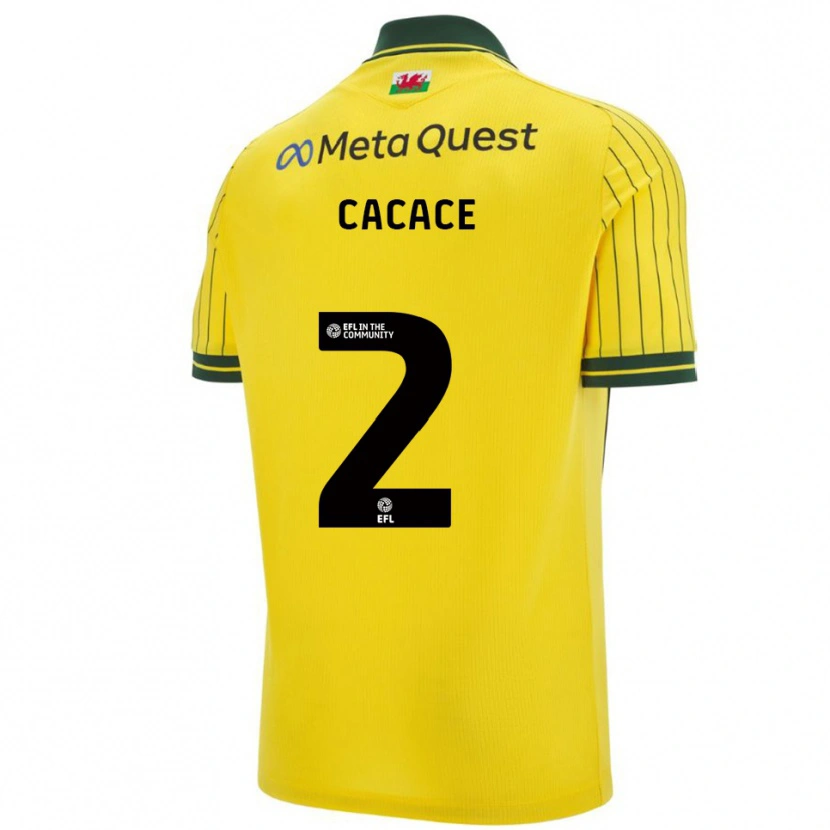 Danxen Niño Camiseta Liberato Cacace #2 Amarillo Verde 2ª Equipación 2025/26 La Camisa