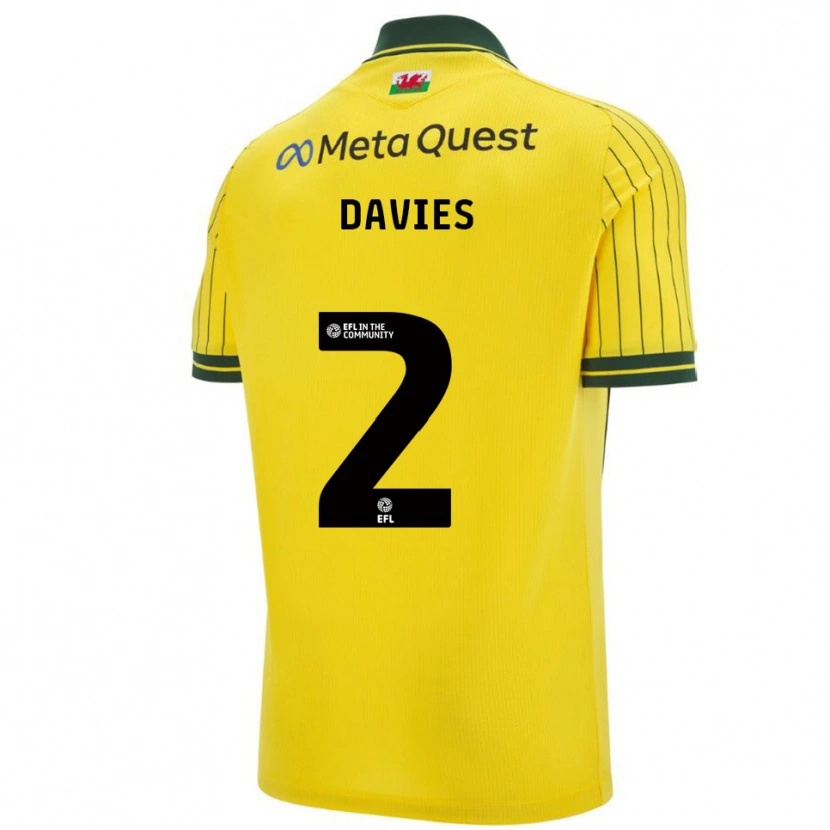 Danxen Niño Camiseta Phoebe Davies #2 Amarillo Verde 2ª Equipación 2025/26 La Camisa