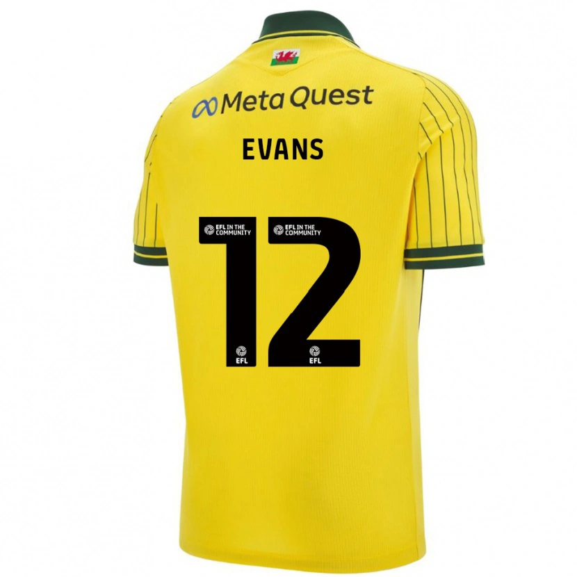 Danxen Niño Camiseta George Evans #12 Amarillo Verde 2ª Equipación 2025/26 La Camisa