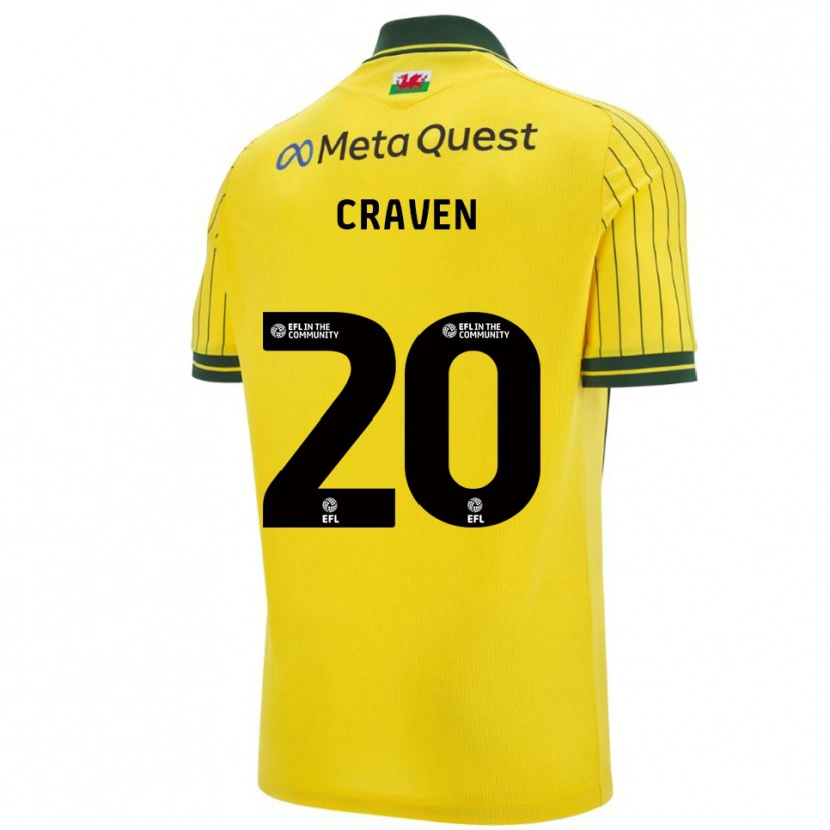 Danxen Niño Camiseta Lizzie Craven #20 Amarillo Verde 2ª Equipación 2025/26 La Camisa