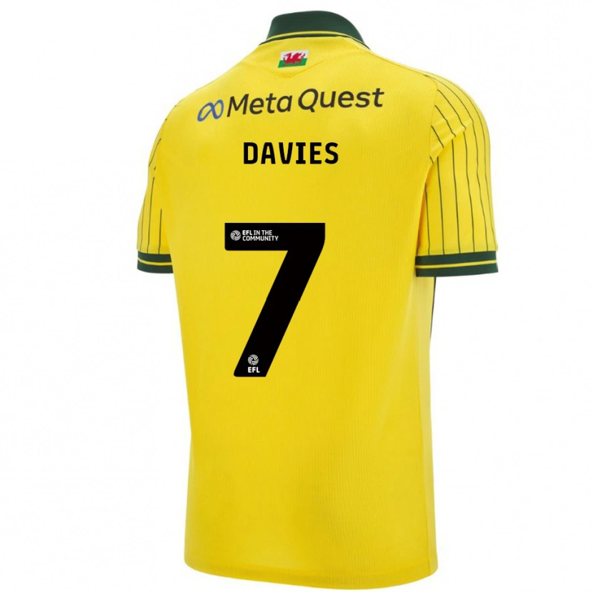 Danxen Niño Camiseta Jordan Davies #7 Amarillo Verde 2ª Equipación 2025/26 La Camisa