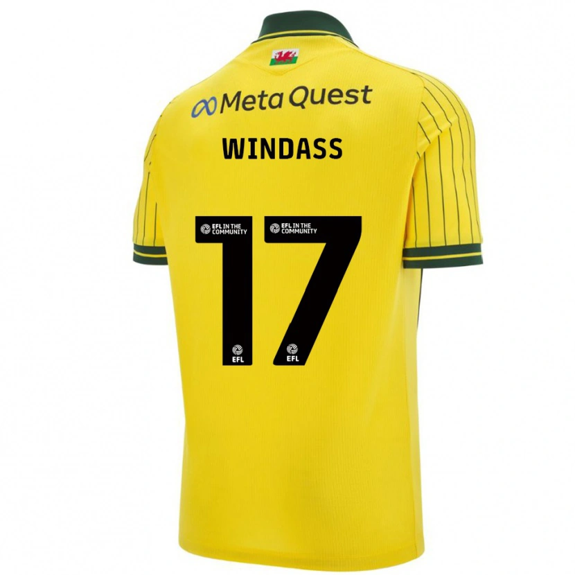 Danxen Niño Camiseta Josh Windass #17 Amarillo Verde 2ª Equipación 2025/26 La Camisa