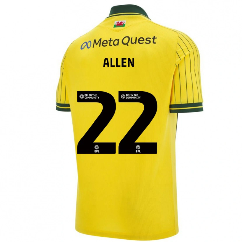 Danxen Niño Camiseta Keren Allen #22 Amarillo Verde 2ª Equipación 2025/26 La Camisa