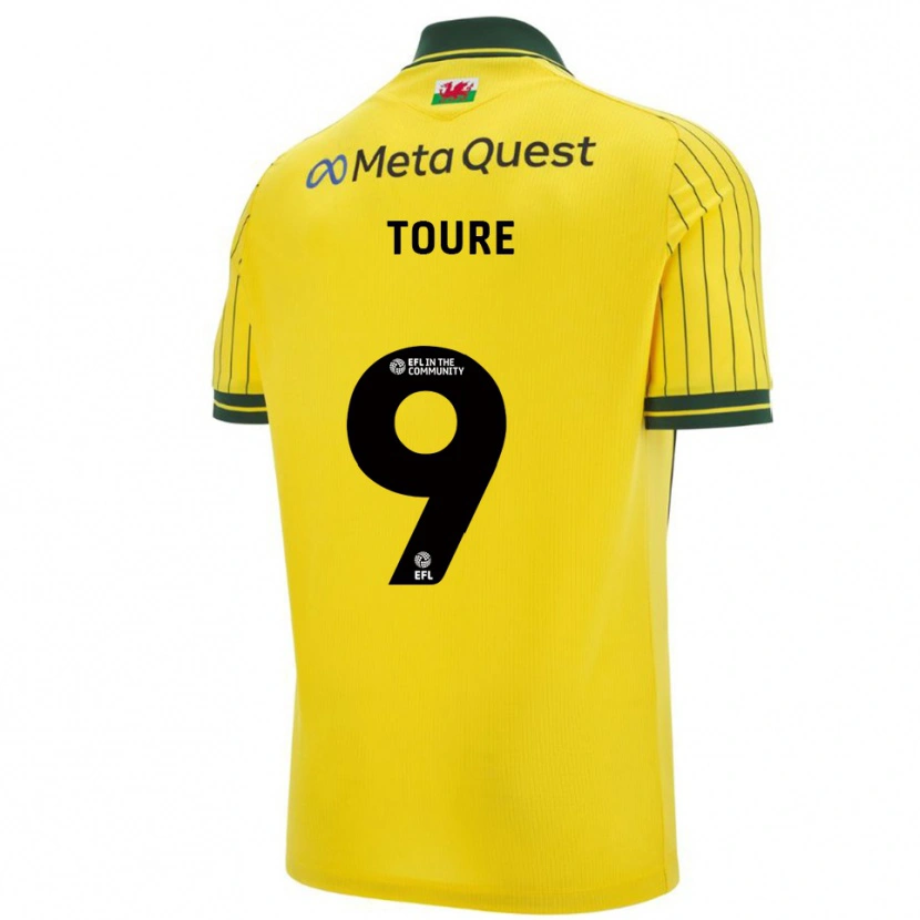Danxen Niño Camiseta Yassine Touré #9 Amarillo Verde 2ª Equipación 2025/26 La Camisa