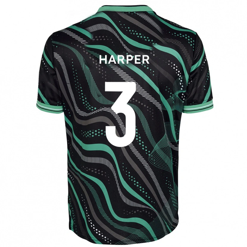 Danxen Niño Camiseta Cameron Harper #3 Negro Verde 2ª Equipación 2025/26 La Camisa