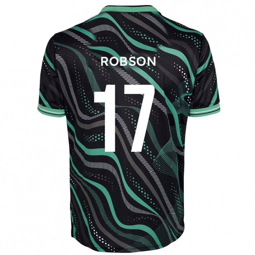 Danxen Niño Camiseta Ethan Robson #17 Negro Verde 2ª Equipación 2025/26 La Camisa