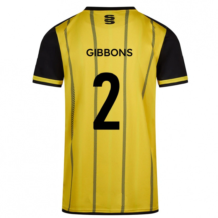 Danxen Niño Camiseta Sam Gibbons #2 Amarillo Negro 2ª Equipación 2025/26 La Camisa