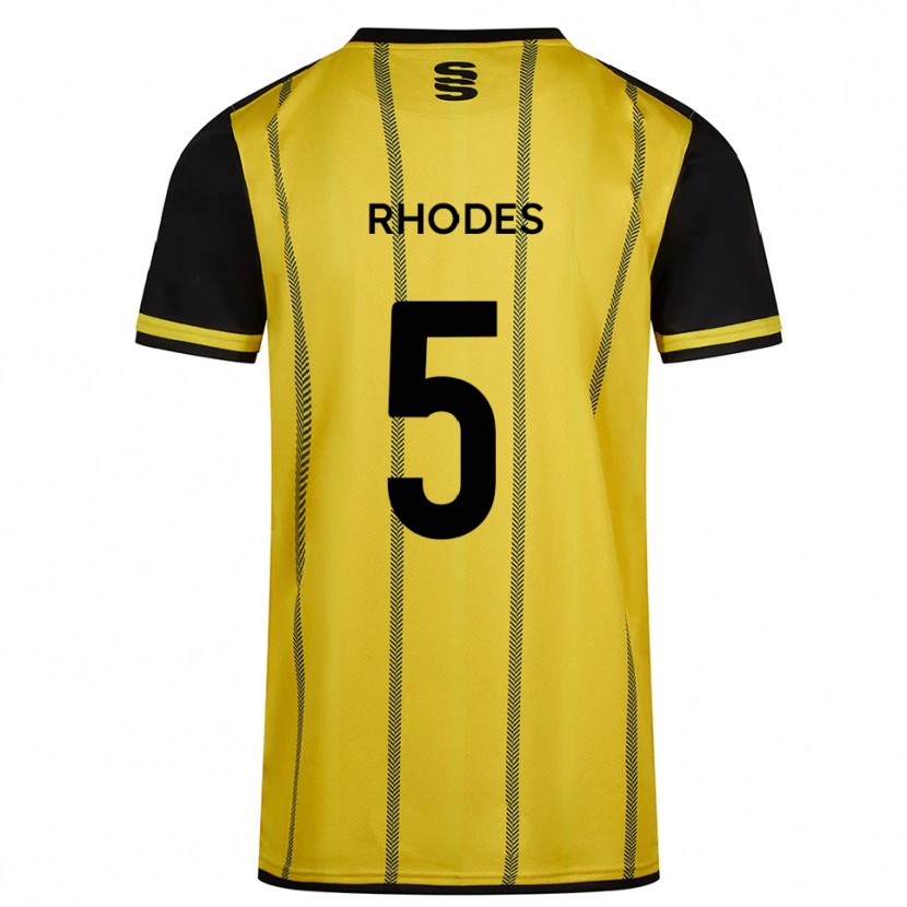 Danxen Niño Camiseta Alex Rhodes #5 Amarillo Negro 2ª Equipación 2025/26 La Camisa