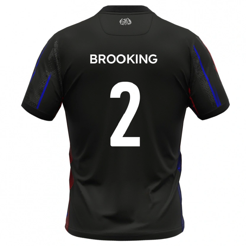 Danxen Niño Camiseta Josh Brooking #2 Negro Rojo 2ª Equipación 2025/26 La Camisa