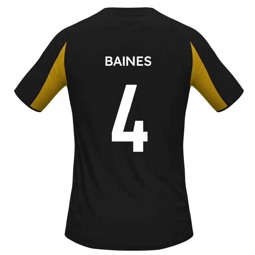 Danxen Niño Camiseta Lewis Baines #4 Negro Amarillo 2ª Equipación 2025/26 La Camisa