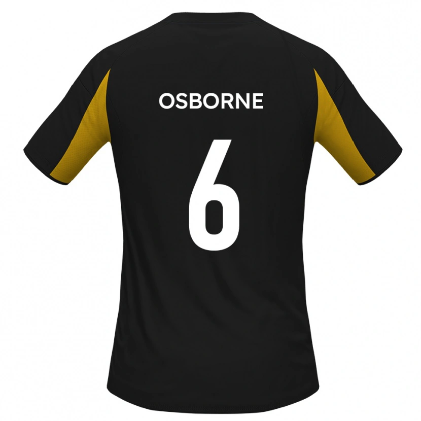 Danxen Niño Camiseta Elliot Osborne #6 Negro Amarillo 2ª Equipación 2025/26 La Camisa