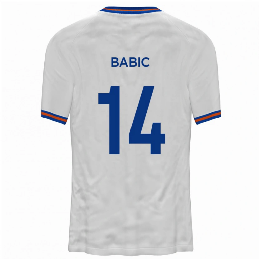 Danxen Niño Camiseta Goran Babic #14 Blanco Azul 2ª Equipación 2025/26 La Camisa