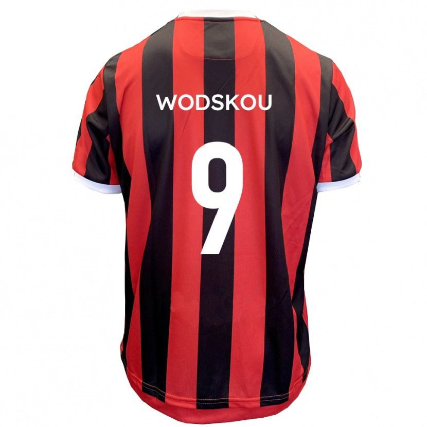 Danxen Niño Camiseta Ben Wodskou #9 Rojo Negro 2ª Equipación 2025/26 La Camisa