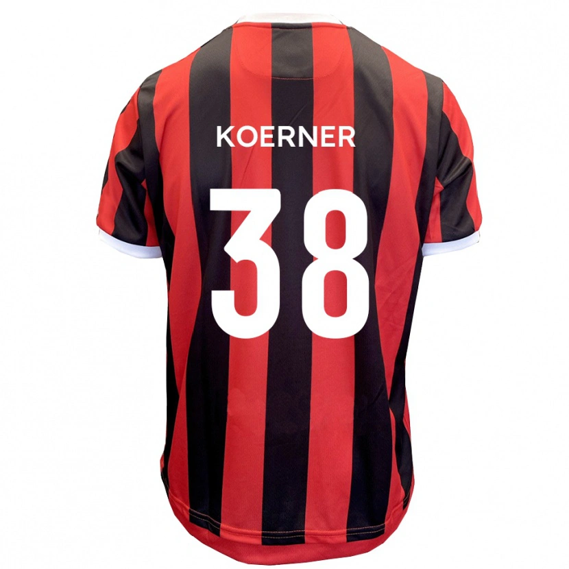 Danxen Niño Camiseta Corey Koerner #38 Rojo Negro 2ª Equipación 2025/26 La Camisa