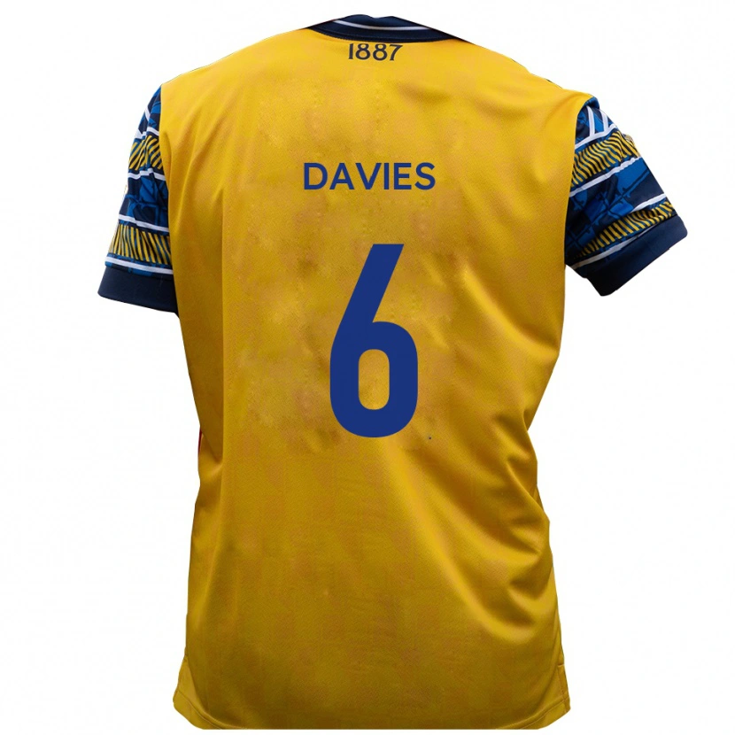 Danxen Niño Camiseta Dillan Davies #6 Amarillo Negro 2ª Equipación 2025/26 La Camisa
