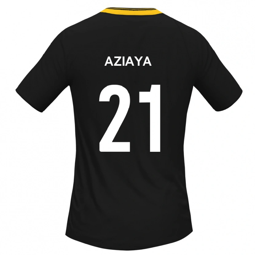 Danxen Niño Camiseta David Aziaya #21 Negro Amarillo 2ª Equipación 2025/26 La Camisa