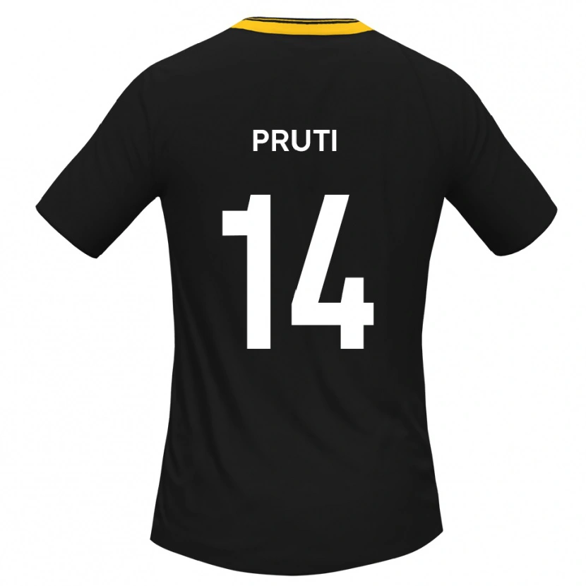 Danxen Niño Camiseta Edon Pruti #14 Negro Amarillo 2ª Equipación 2025/26 La Camisa
