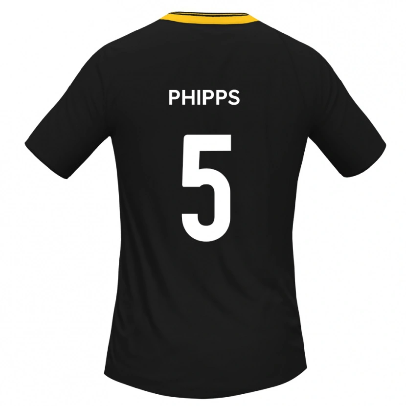 Danxen Niño Camiseta Harry Phipps #5 Negro Amarillo 2ª Equipación 2025/26 La Camisa