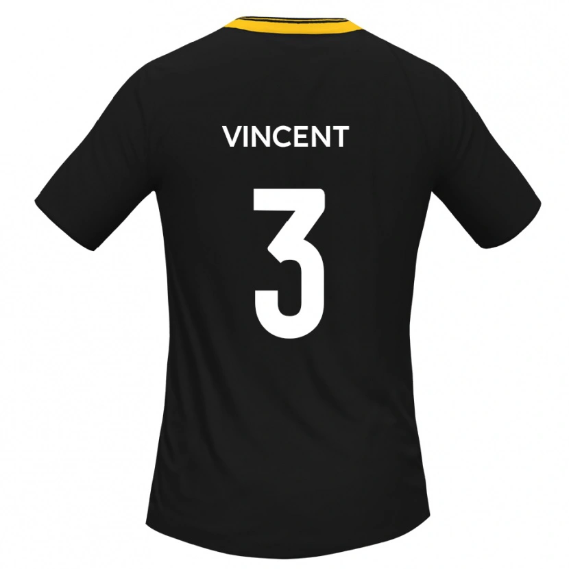 Danxen Niño Camiseta Liam Vincent #3 Negro Amarillo 2ª Equipación 2025/26 La Camisa