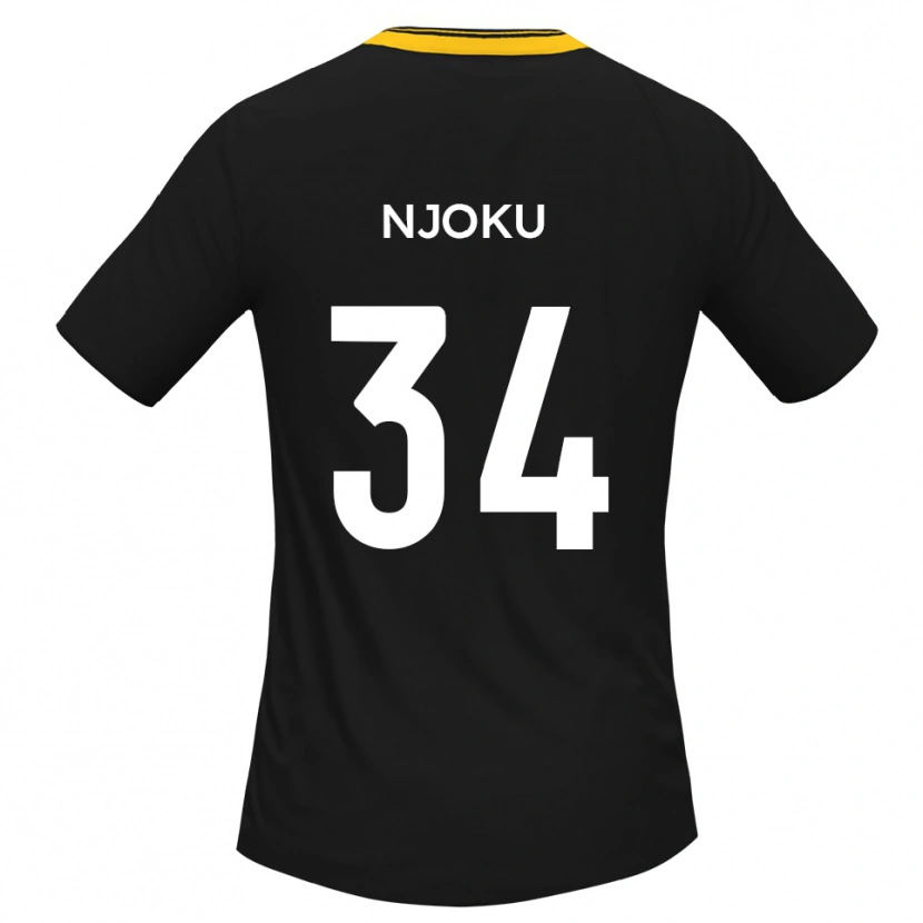 Danxen Niño Camiseta Brandon Njoku #34 Negro Amarillo 2ª Equipación 2025/26 La Camisa