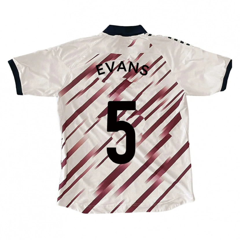 Danxen Niño Camiseta Will Evans #5 Blanco Rojo 2ª Equipación 2025/26 La Camisa