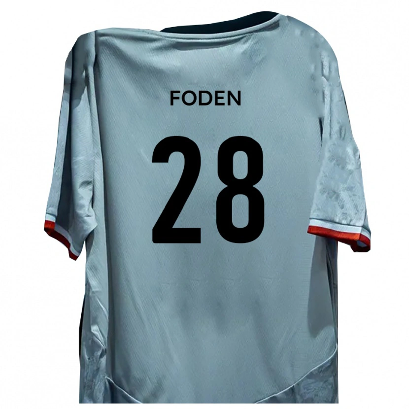 Danxen Niño Camiseta Daniel Foden #28 Blanco Negro 2ª Equipación 2025/26 La Camisa