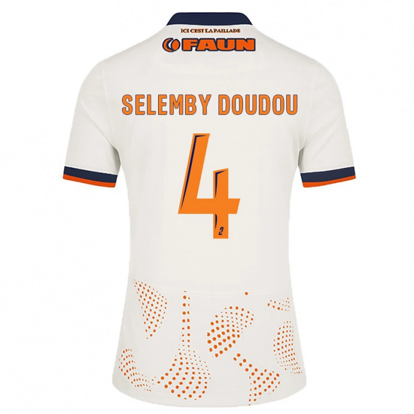 Danxen Niño Camiseta Destin Selemby Doudou #4 Blanco Naranja 2ª Equipación 2025/26 La Camisa